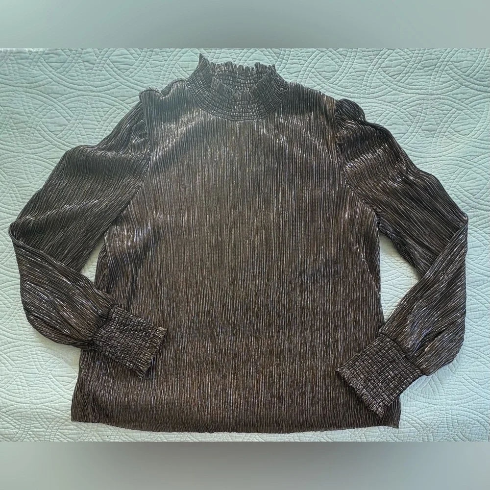 Boden Metallic Bronze High-Neck Blouse US 10